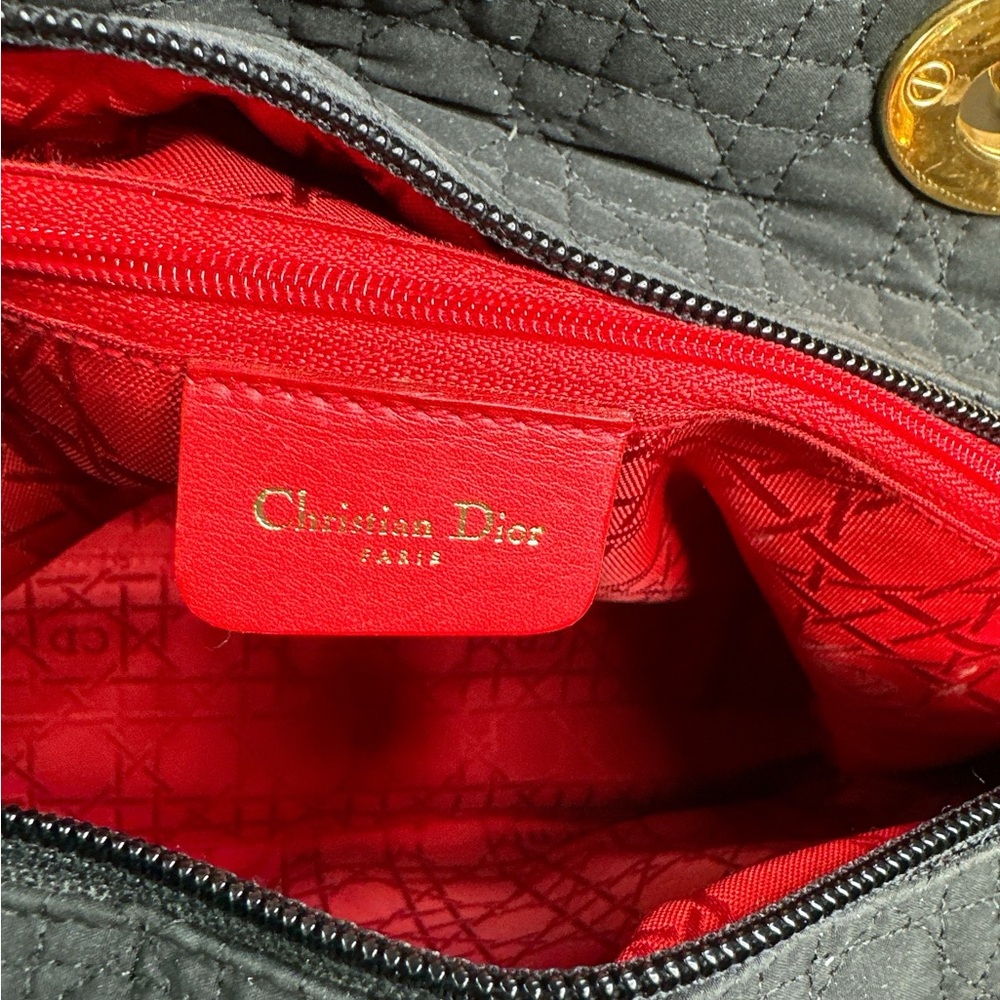 Dior lady dior black canvas Quilted Handbag with Gold Accents - Picture 7 of 8